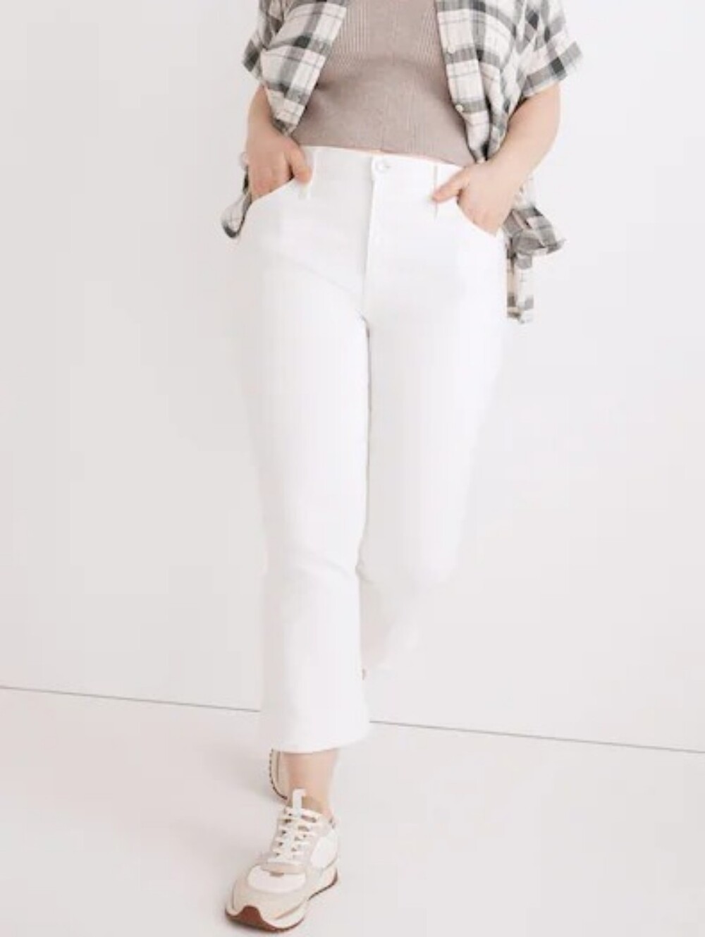 NWT Madewell Pure White Cali Demi Boot Cropped Mid Rise Jeans Size 30